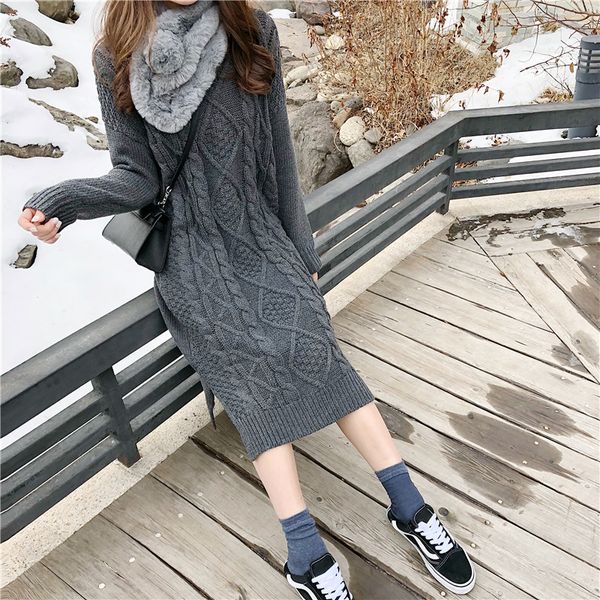 pullover sweater dress medium-length sweater skirt sweaters fashion 2019 women sweaters, White;black
pullover sweater dress medium-length sweater skirt sweaters fashion 2019 women sweaters, White;black