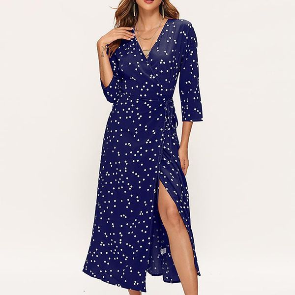 solid dresses a line polka dot ladies v neck dresses three quarter sleeve female casual dresses summer split womens, Black;gray
solid dresses a line polka dot ladies v neck dresses three quarter sleeve female casual dresses summer split womens, Black;gray