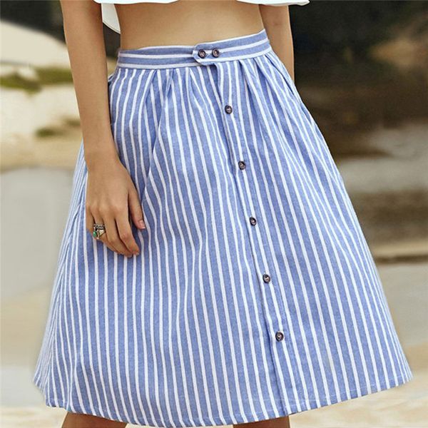 2018 fashion high waist striped skirts women fresh girls a-line skirts buttons single-breasted skirt youthful sweet preppy skirt, Black
2018 fashion high waist striped skirts women fresh girls a-line skirts buttons single-breasted skirt youthful sweet preppy skirt, Black