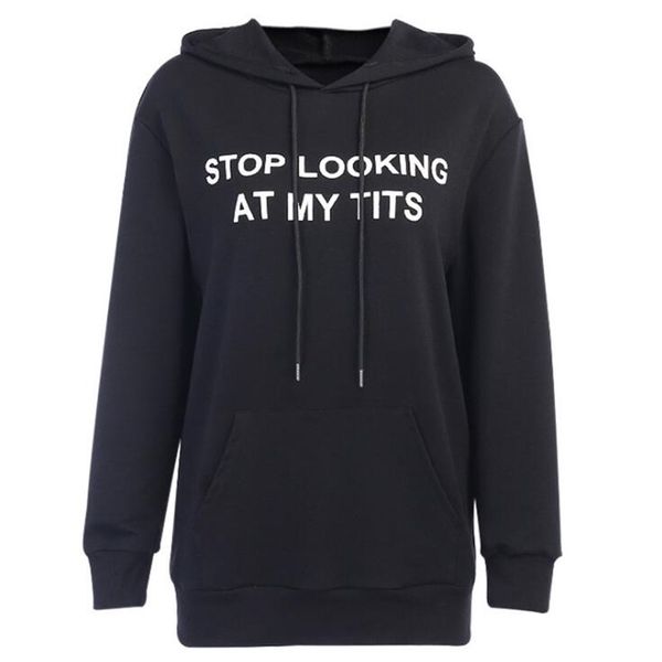 2020 женщины street wear stop looking посмотрите на мои сиськи письмо печать дряблая повседневный капюшоном толстовки толстовка хлопок пулов, Black
2020 женщины street wear stop looking посмотрите на мои сиськи письмо печать дряблая повседневный капюшоном толстовки толстовка хлопок пулов, Black