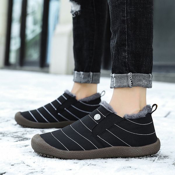 men's plus velvet warm outdoor sports shoes waterproof snow cotton boots slip-on male soft winter booties zapatillas hombre, Black
men's plus velvet warm outdoor sports shoes waterproof snow cotton boots slip-on male soft winter booties zapatillas hombre, Black