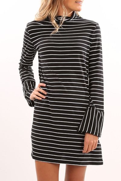 new fashion womens long sleeve striped mini dresses autumn spring casual womens turtleneck loose mini dresses, Black;gray
new fashion womens long sleeve striped mini dresses autumn spring casual womens turtleneck loose mini dresses, Black;gray