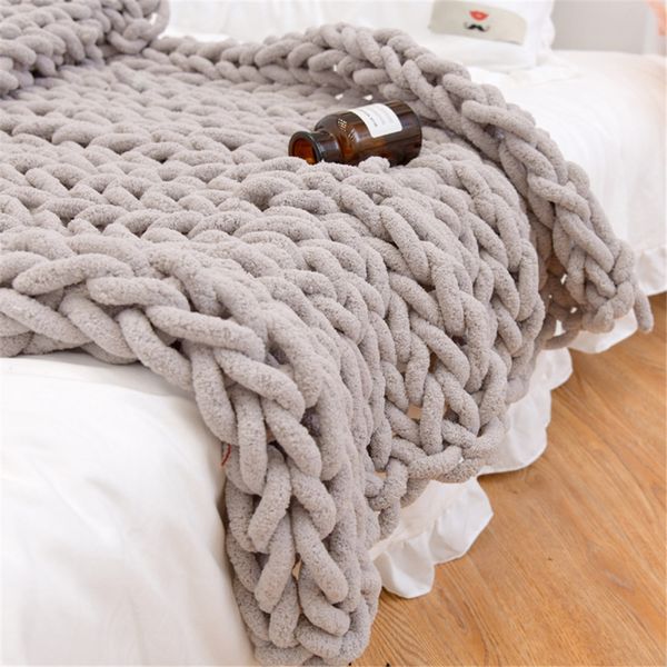 

cilected handmade chunky knitted blanket thick yarn acrylic wool bulky knitted blanket warm winter sofa bed throws blankets