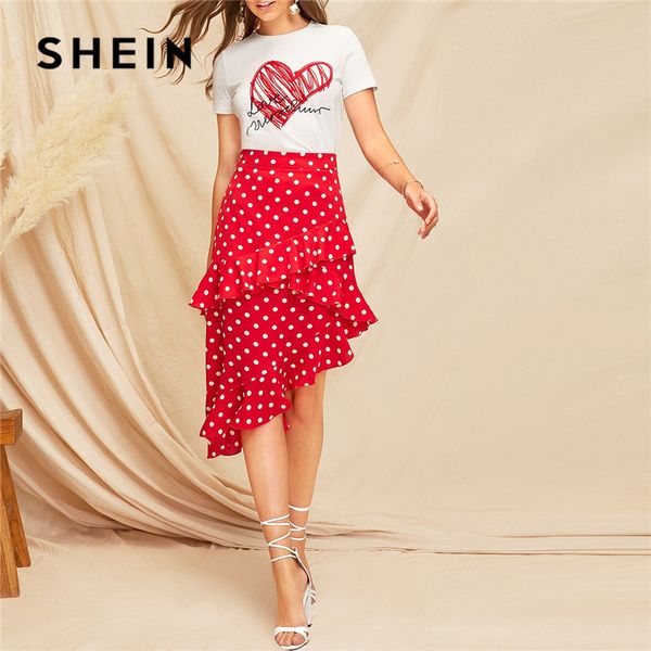 shein red ruffle trim asymmetrical hem polka dot print lady skirt summer women boho casual beach vacation mid waist skirt, Black
shein red ruffle trim asymmetrical hem polka dot print lady skirt summer women boho casual beach vacation mid waist skirt, Black