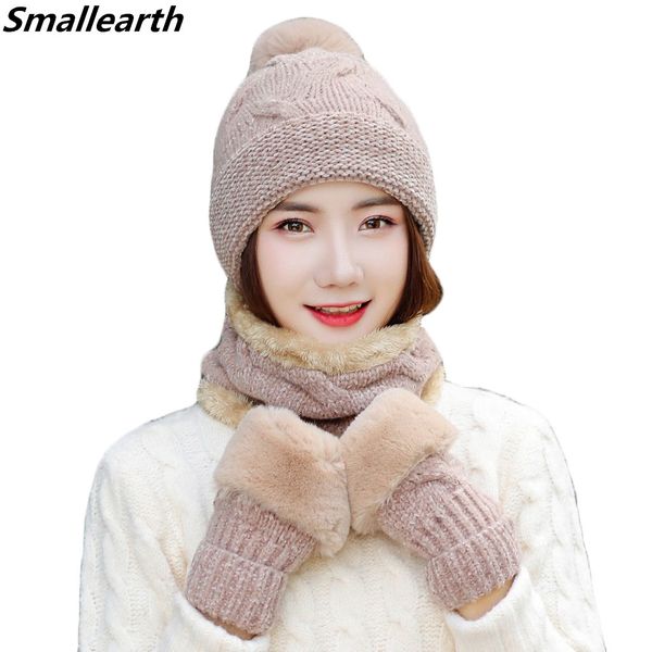 woman winter plush thicken knitted hat and gloves sets for women pus velvet warm girls pompoms beanie scarf gloves 3 pieces/set, Blue;gray
woman winter plush thicken knitted hat and gloves sets for women pus velvet warm girls pompoms beanie scarf gloves 3 pieces/set, Blue;gray