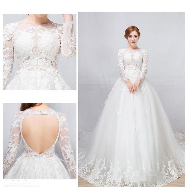 sexy backless bateau декольте свадебные платья с длинными рукавами vestido novia иллюзия лиф линии часовня поезд свадебное платье на заказ, White
sexy backless bateau декольте свадебные платья с длинными рукавами vestido novia иллюзия лиф линии часовня поезд свадебное платье на заказ, White