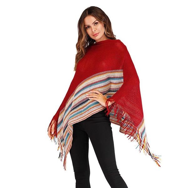 women retro turtleneck stripe sweater cloak shawl colorblock tassel long sweater loose irregular plus size sweaters, Black
women retro turtleneck stripe sweater cloak shawl colorblock tassel long sweater loose irregular plus size sweaters, Black