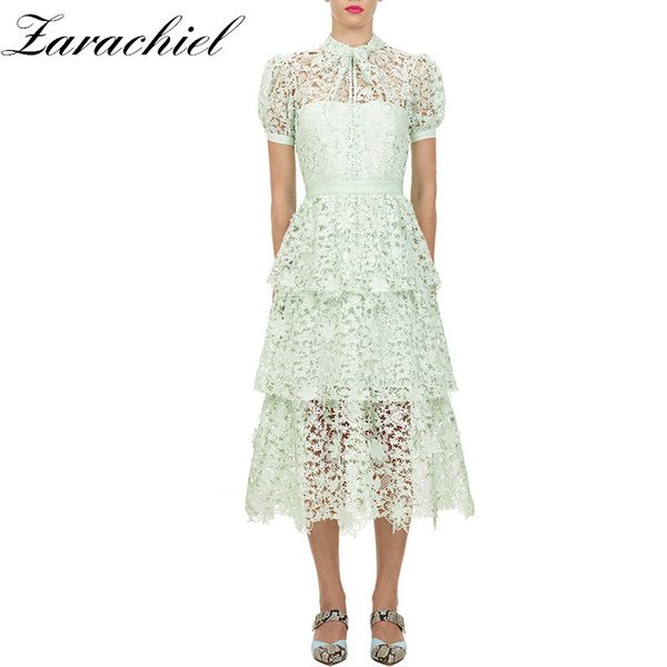 women round neck short puff sleeve flower hollow out green lace dress self-portrait female stitching 3 layers cake long dress, Black;gray
women round neck short puff sleeve flower hollow out green lace dress self-portrait female stitching 3 layers cake long dress, Black;gray