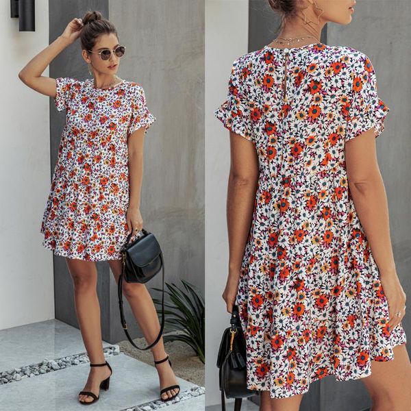 elegant retro print dot mini dress women 2020 summer o-neck short-sleeved ruffles sleeve dresses office women sundresses, Black;gray 
elegant retro print dot mini dress women 2020 summer o-neck short-sleeved ruffles sleeve dresses office women sundresses, Black;gray