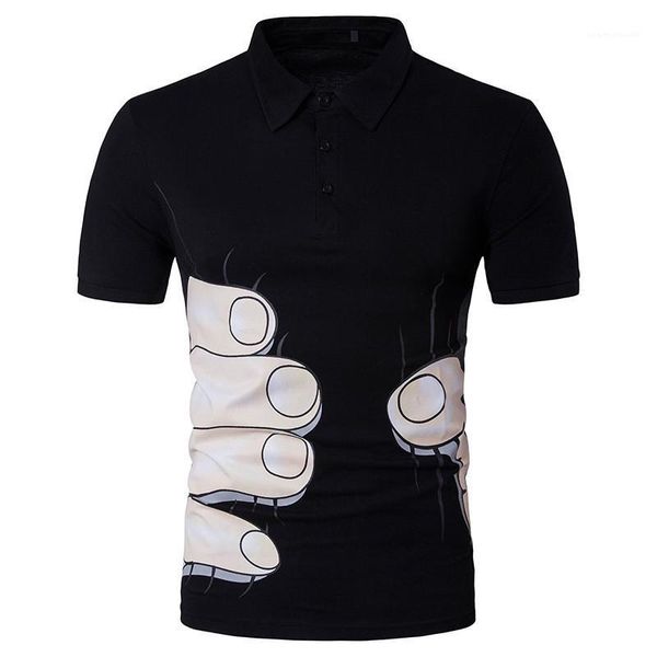 casual cartoon hand print mens polo designer button decoration homme summer clothes european and american style, White;black
casual cartoon hand print mens polo designer button decoration homme summer clothes european and american style, White;black
