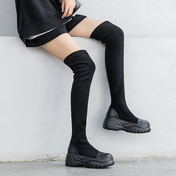 women over the knee high boots suede leather wedges high heels platform wedding shoes woman socks boots, Black
women over the knee high boots suede leather wedges high heels platform wedding shoes woman socks boots, Black