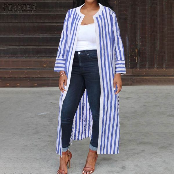 blusas zanzea women open front stripe long cardigan 2019 fashion ladies side split long shirts casual loose tunic chemise, White
blusas zanzea women open front stripe long cardigan 2019 fashion ladies side split long shirts casual loose tunic chemise, White