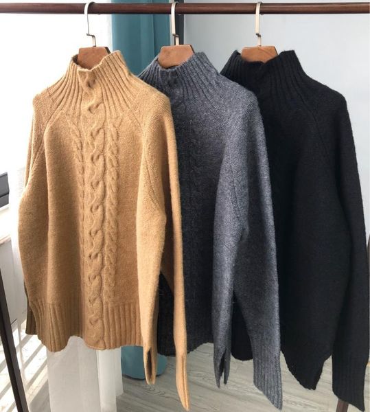 women sweater mellow twist sweater winter new retro twist woven half-high collar alpaca, White;black
women sweater mellow twist sweater winter new retro twist woven half-high collar alpaca, White;black