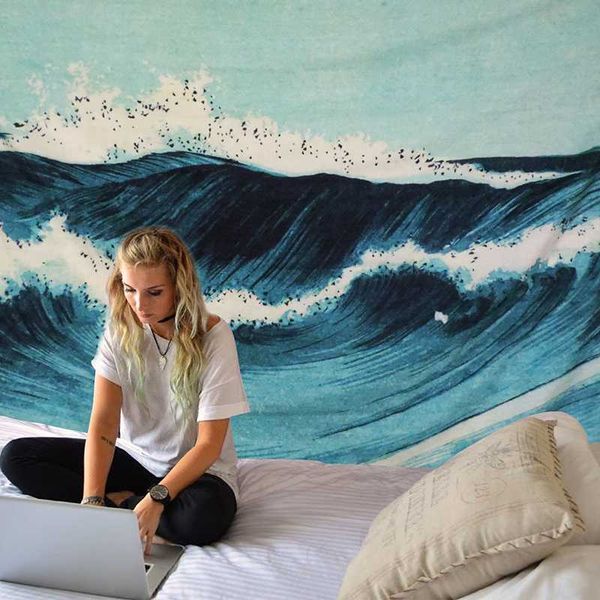tapestries tapestryjapan kanagawa waves wall hanging decoration tapisserie witchcraft hippie tapestry carpet boho