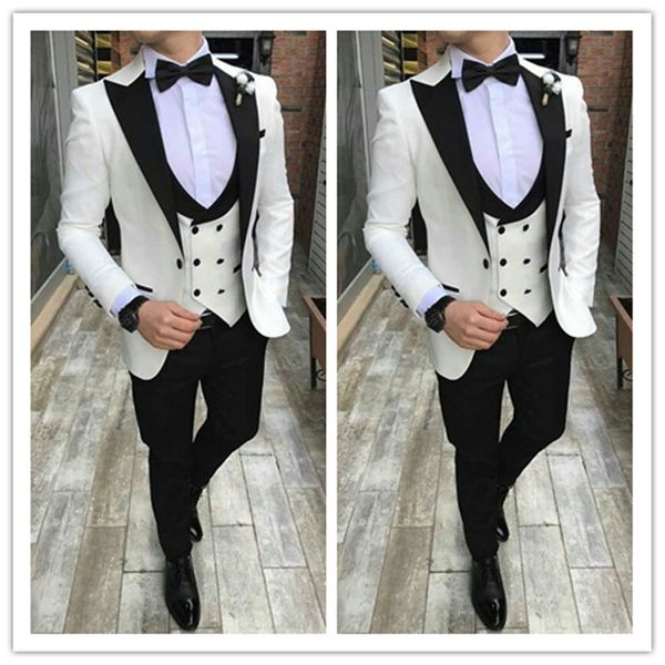 белый groom смокинги мужские свадебные костюмы черный остроконечного отворот человек blazer 3шт slim fit мужская куртка брюки двойного брест, Black;gray 
белый groom смокинги мужские свадебные костюмы черный остроконечного отворот человек blazer 3шт slim fit мужская куртка брюки двойного брест, Black;gray
