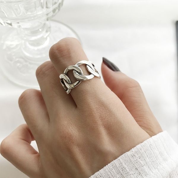louleur 925 sterling silver wide chain rings silver vintage wild square strip chain open rings for women new fine jewelry gift y19061203, Slivery;golden
louleur 925 sterling silver wide chain rings silver vintage wild square strip chain open rings for women new fine jewelry gift y19061203, Slivery;golden