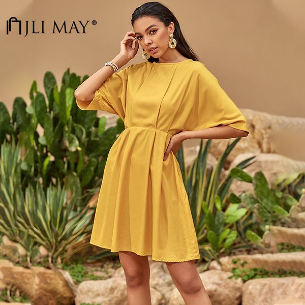 party dresses jli may women's cotton solid o-neck half batwing sleeve empire a-line slim summer loose casual pleats mini dress, White;black
party dresses jli may women's cotton solid o-neck half batwing sleeve empire a-line slim summer loose casual pleats mini dress, White;black