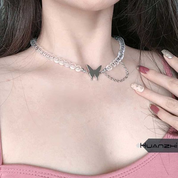 huanzhi japan magazine hip hop cool girl transparent acrylic beads crystal butterfly choker necklace for women clavicle chain, Silver
huanzhi japan magazine hip hop cool girl transparent acrylic beads crystal butterfly choker necklace for women clavicle chain, Silver