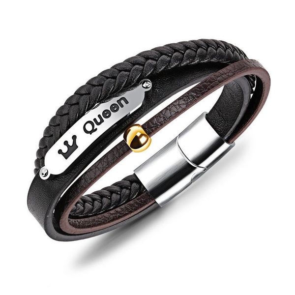 md stainless steel letter queen bracelet multi-layer woven leather bracelet valentine's day gift, White
md stainless steel letter queen bracelet multi-layer woven leather bracelet valentine's day gift, White