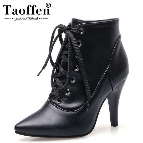 taoffen plus size 32-48 shoes women high heel lace-up boots pointed toe shoes office lady botas ankle knee short boots footwear, Black
taoffen plus size 32-48 shoes women high heel lace-up boots pointed toe shoes office lady botas ankle knee short boots footwear, Black