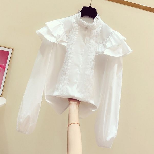 white blouse woman 2020 spring new style stand-up collar ruffle trim long-sleeve shirt temperament blouses blusa femme
white blouse woman 2020 spring new style stand-up collar ruffle trim long-sleeve shirt temperament blouses blusa femme