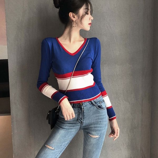 autumn women sweaters striped high street crop knitted pullovers long sleeve female streetwear elasticity harajuku knitwear, White;black
autumn women sweaters striped high street crop knitted pullovers long sleeve female streetwear elasticity harajuku knitwear, White;black