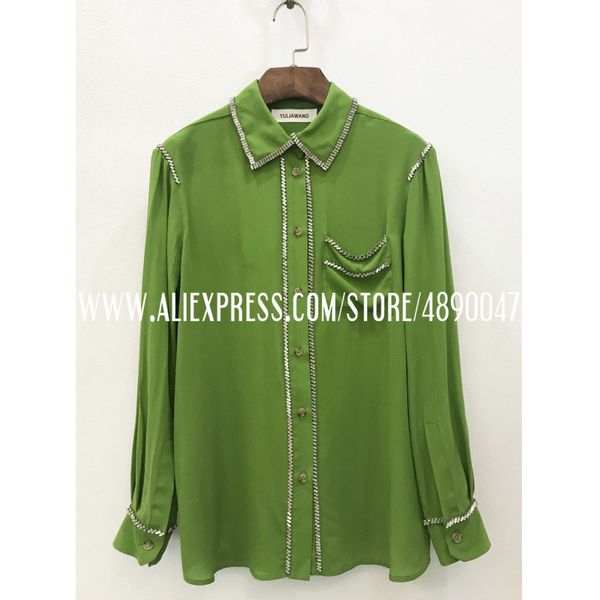 women's shirt beaded lapel long sleeve fashion elegant shirt 2020 summer spring women's silk top, White
women's shirt beaded lapel long sleeve fashion elegant shirt 2020 summer spring women's silk top, White