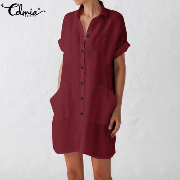 women's sundress celmia 2020 summer short sleeve lapel neck casual long shirt dress casual pockets loose vintage linen vestidos, Black;gray
women's sundress celmia 2020 summer short sleeve lapel neck casual long shirt dress casual pockets loose vintage linen vestidos, Black;gray