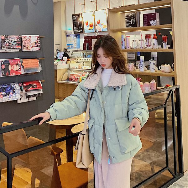 down new dress female dress 2019 winter suit lamb hair korean edition student's outerwear net red wind short cotton clothes, Black
down new dress female dress 2019 winter suit lamb hair korean edition student's outerwear net red wind short cotton clothes, Black
