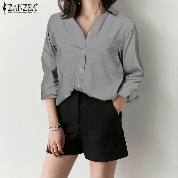women's blouses & shirts 2021 vintage striped zanzea women and lapel neck buttons down blusas casual long sleeve tunic 5xl, White
women's blouses & shirts 2021 vintage striped zanzea women and lapel neck buttons down blusas casual long sleeve tunic 5xl, White