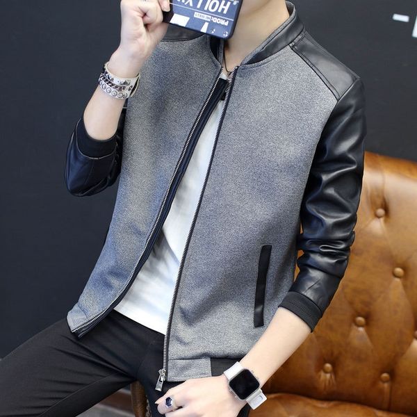 stitching autumn men's wallet jacket casual coat fashion leather jacket men's youth thin style, Black
stitching autumn men's wallet jacket casual coat fashion leather jacket men's youth thin style, Black