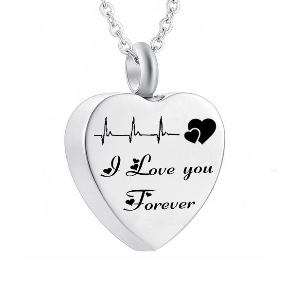 cremation jewelry electrocardiogram urn necklace for ashes i love you forever stainless steel heart memorial pendant, Silver
cremation jewelry electrocardiogram urn necklace for ashes i love you forever stainless steel heart memorial pendant, Silver