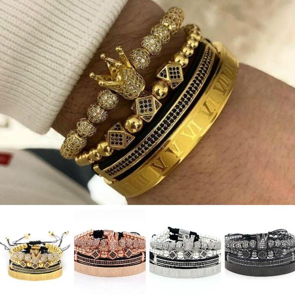 4шт / комплект римской цифры браслеты сталь пара браслет cz циркон корона charm для любви винтажных браслетов для роскошных ювелирных издели, Black
4шт / комплект римской цифры браслеты сталь пара браслет cz циркон корона charm для любви винтажных браслетов для роскошных ювелирных издели, Black