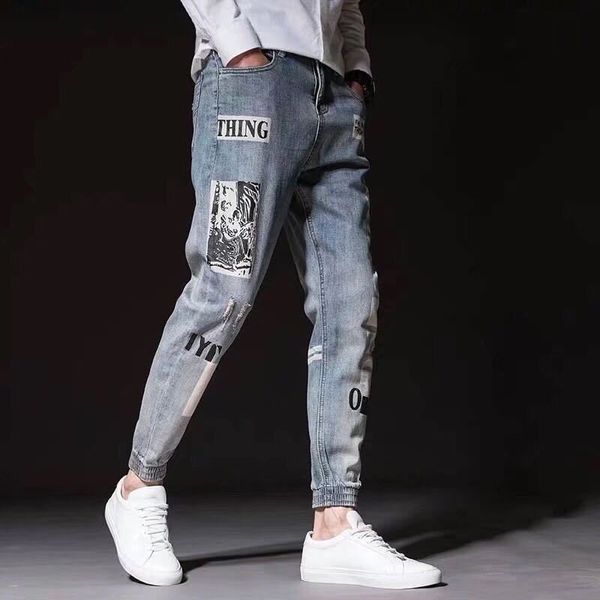 men's jeans 2021 hip hop denim pants devil graffiti men streetwear harajuku baggy spray dye harem trousers autumn, Blue
men's jeans 2021 hip hop denim pants devil graffiti men streetwear harajuku baggy spray dye harem trousers autumn, Blue
