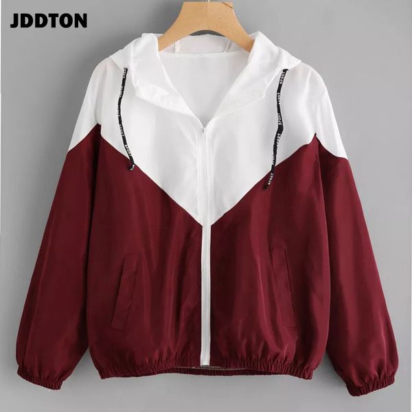 jddton women's hooded jacket patchwork windbreaker color block spring autumn multicolor coat casual female outwear eu size je288, Black;brown
jddton women's hooded jacket patchwork windbreaker color block spring autumn multicolor coat casual female outwear eu size je288, Black;brown