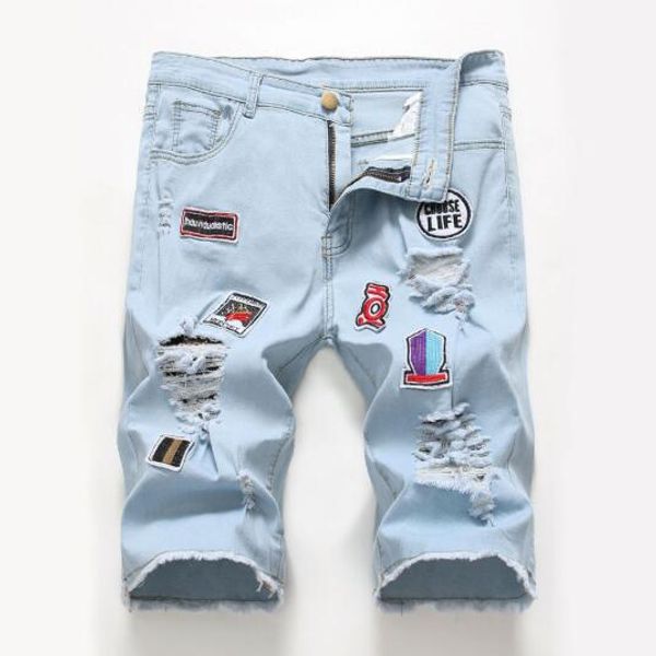 2019 new style mens fashion high street hole patch pants stretch denim mens jeans shorts hot sale, Blue
2019 new style mens fashion high street hole patch pants stretch denim mens jeans shorts hot sale, Blue
