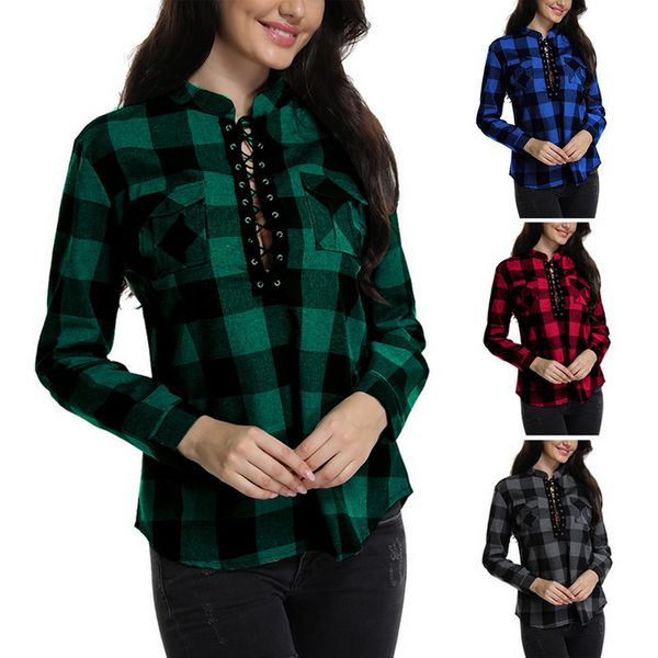 calofe women new blouse&shirts plaid lace-up long sleeve blusas femininas fashion plus size clothes dropshipping, White
calofe women new blouse&shirts plaid lace-up long sleeve blusas femininas fashion plus size clothes dropshipping, White