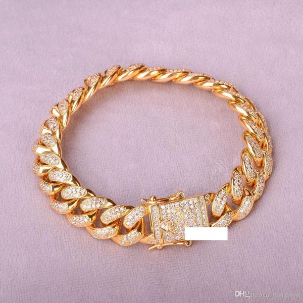 cuban bracelet hip hop jewelry gold thick heavy fashion 12mm men zircon curb copper material iced out cz chain, Black
cuban bracelet hip hop jewelry gold thick heavy fashion 12mm men zircon curb copper material iced out cz chain, Black