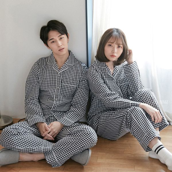 black white checkered couple pajamas women's cotton pajamas women's men's long-sleeved female homewear set, Black;red
black white checkered couple pajamas women's cotton pajamas women's men's long-sleeved female homewear set, Black;red