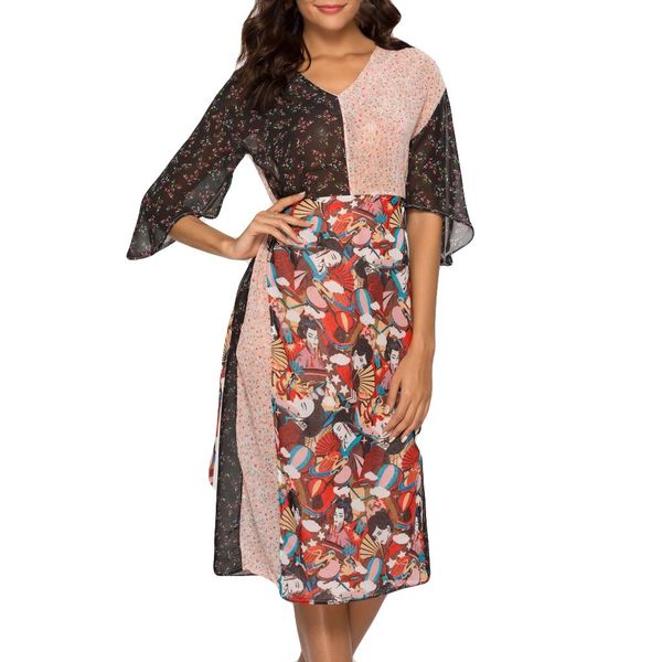 dress womens casual chiffon print v-neck middle sleeve ladies knee-length dress feitong fashion comfortable new arrival, Black;gray
dress womens casual chiffon print v-neck middle sleeve ladies knee-length dress feitong fashion comfortable new arrival, Black;gray