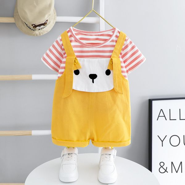 children summer cotton baby boy girls clothes stripe cartoon t shirts bib shorts 2pcs/sets infant kid fashion toddler tracksuits, White
children summer cotton baby boy girls clothes stripe cartoon t shirts bib shorts 2pcs/sets infant kid fashion toddler tracksuits, White