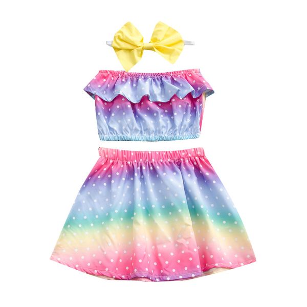 baby girl clothes children girls summer bandeau rainbow polka dot + skirt + bow headband girl clothes, White
baby girl clothes children girls summer bandeau rainbow polka dot + skirt + bow headband girl clothes, White