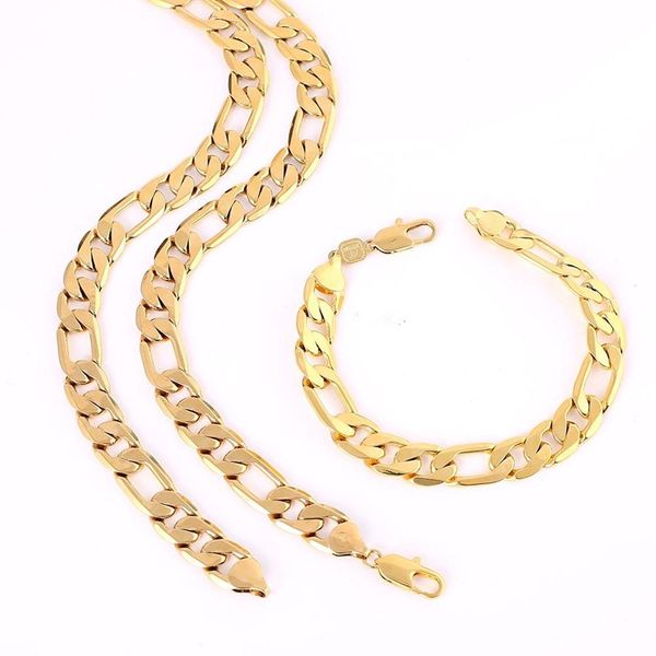 yellow gold filled 10mm mens bracelet + necklace jewelry set figaro chain (24"+9") 90g, Silver
yellow gold filled 10mm mens bracelet + necklace jewelry set figaro chain (24"+9") 90g, Silver