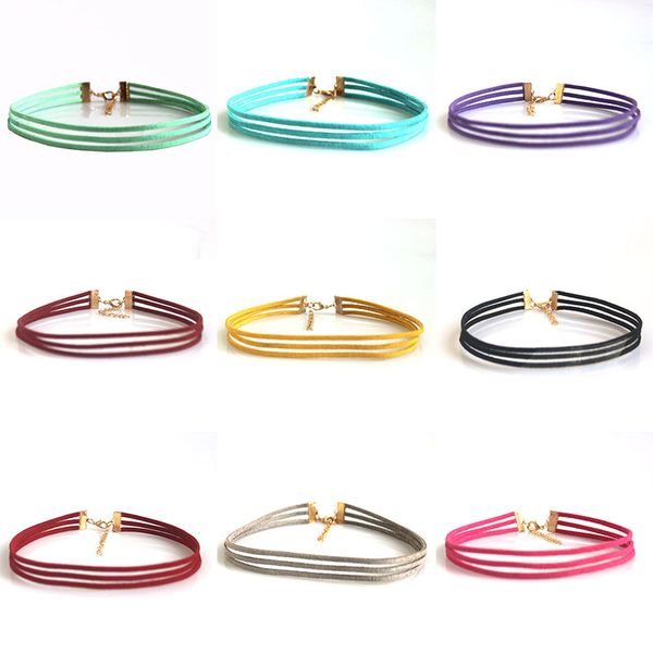 1pcs 3strands black suede leather wrap choker gothic boho tie cord velvet chokers necklace jewelry 9 style color, Golden;silver
1pcs 3strands black suede leather wrap choker gothic boho tie cord velvet chokers necklace jewelry 9 style color, Golden;silver