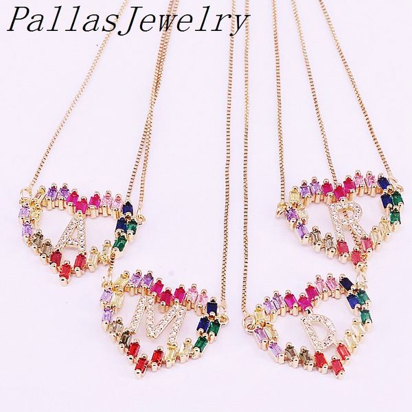 10pcs, gold filled letter jewelry fashion cz micro pave women rainbow zirconia heart pendant necklaces, Silver
10pcs, gold filled letter jewelry fashion cz micro pave women rainbow zirconia heart pendant necklaces, Silver
