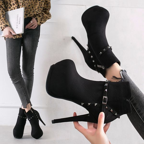 zipper rivet boots designer women stiletto shoes fashion british shoes round toe martin boots buckle strap embroidered high heel ankle boots, Black
zipper rivet boots designer women stiletto shoes fashion british shoes round toe martin boots buckle strap embroidered high heel ankle boots, Black