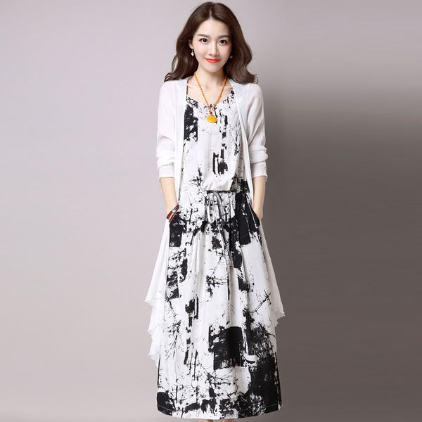 women's tracksuits summer women printed cotton linen dress+long shirt 2021 outwear long and ankle-length dress suits sets quality, Gray
women's tracksuits summer women printed cotton linen dress+long shirt 2021 outwear long and ankle-length dress suits sets quality, Gray