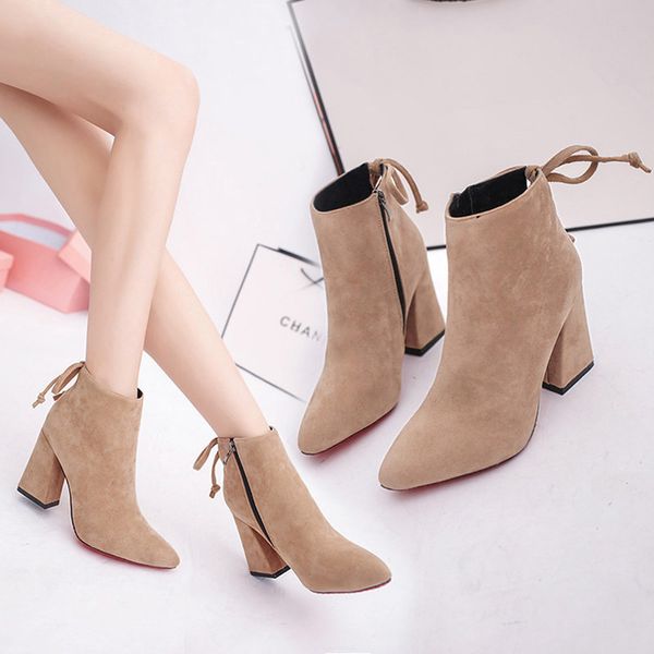 high heels shoes ankle women boots pointed flock square heel casual shoes autumn female lace-up fashion soft ladies boot dfv678, Black
high heels shoes ankle women boots pointed flock square heel casual shoes autumn female lace-up fashion soft ladies boot dfv678, Black