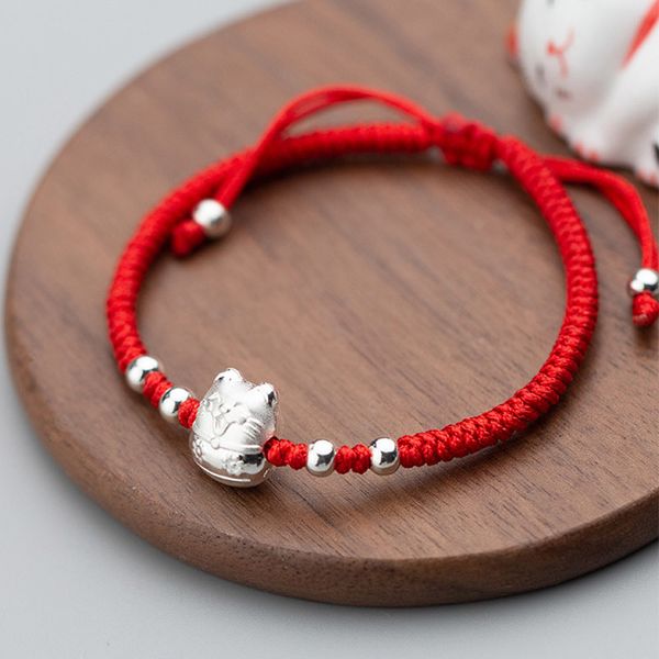 925 sterling silver cat bracelet adjustable woven lucky red string bracelets for women jewelry charm animal handmade bangles, Golden;silver
925 sterling silver cat bracelet adjustable woven lucky red string bracelets for women jewelry charm animal handmade bangles, Golden;silver
