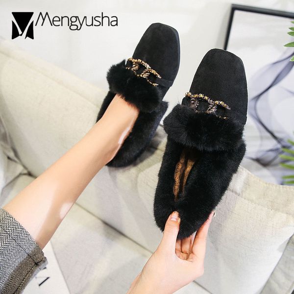 34-43 big size fur mules crystal metal chains winter flats women square toe hairy anti-slip mocasines glitter schoenen vrouw c65, Black
34-43 big size fur mules crystal metal chains winter flats women square toe hairy anti-slip mocasines glitter schoenen vrouw c65, Black